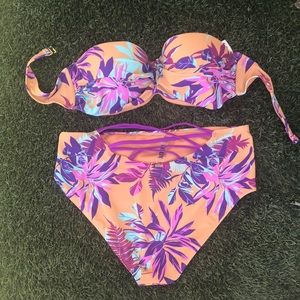 🌺New Orange floral bikini women’s XL 12/14 🌺